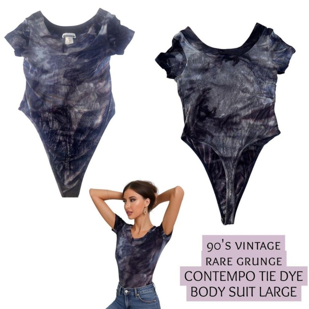 90'S RARE GRUNGE CONTEMPO TIE DYE BODY SUIT LARGE.